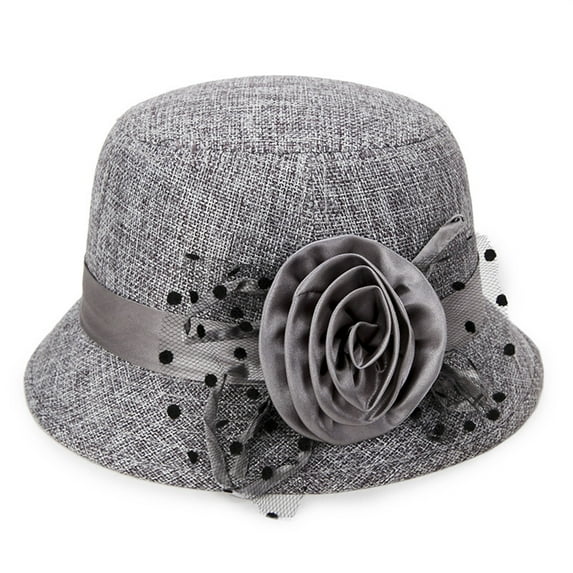 Women's Vintage Bucket & Cloche Hats - Bowler Style, Suitable for Church Weddings, Winter Fascinator Designs,Grey,One Size,Dailypoc