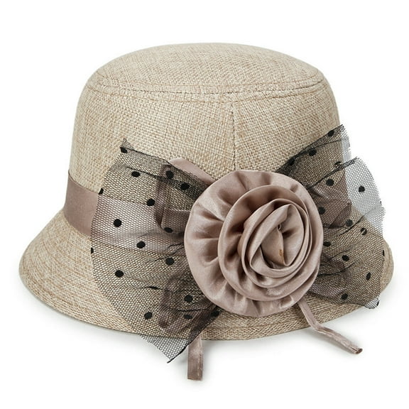 Women's Vintage Bucket & Cloche Hats - Bowler Style, Suitable for Church Weddings, Winter Fascinator Designs,Khaki,One Size,Dailypoc