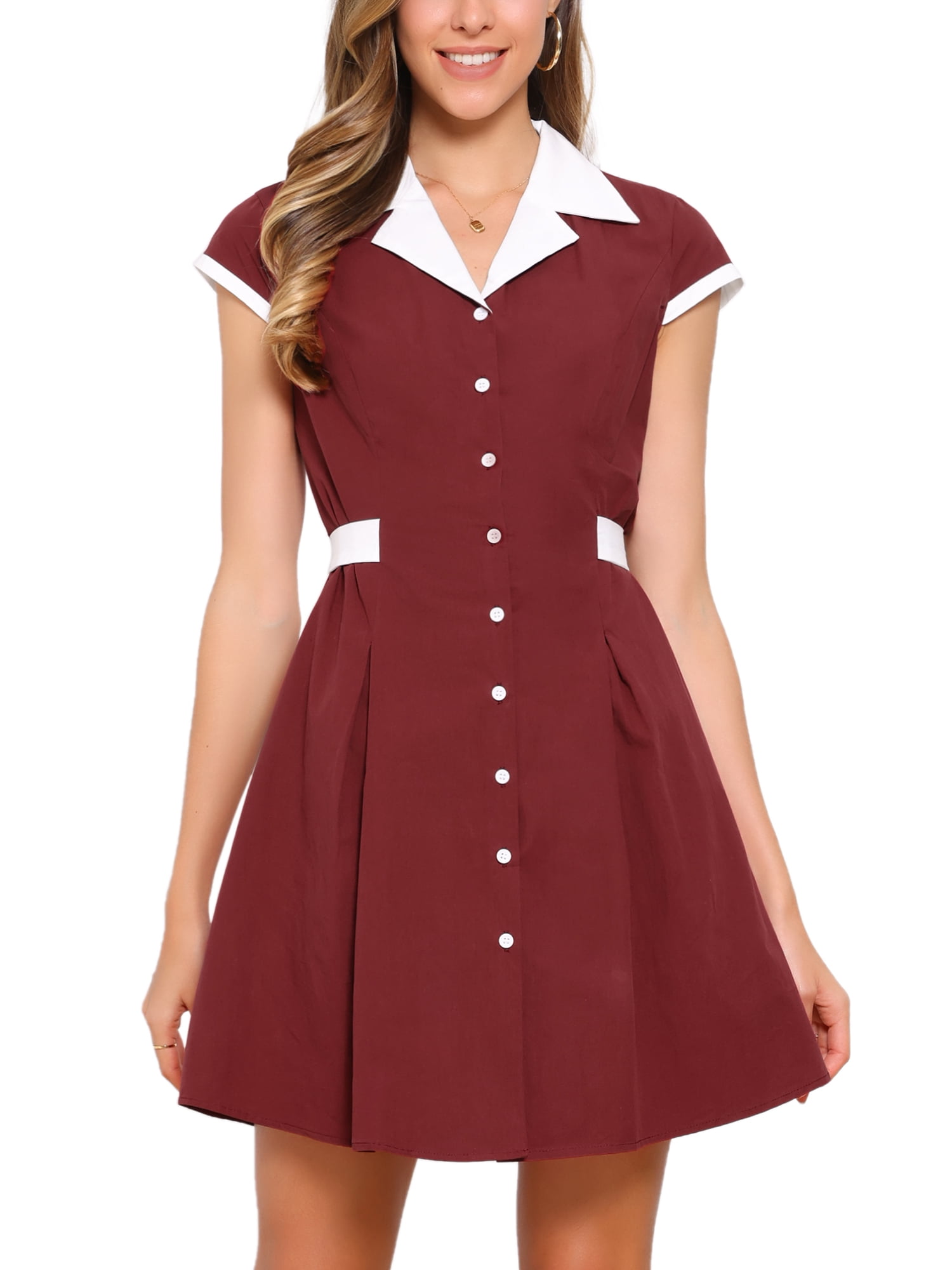 burgundy button down dress Inspire Chic Women's Shirt Notch Lapel Short Sleeve Belted Work Dresses XL Dark Burgundy, Blue Style Code:WMN3802-11 Fall 24-Q3 and pockets—an elegant wardrobe Julian Lamar | Portrait Mini dress