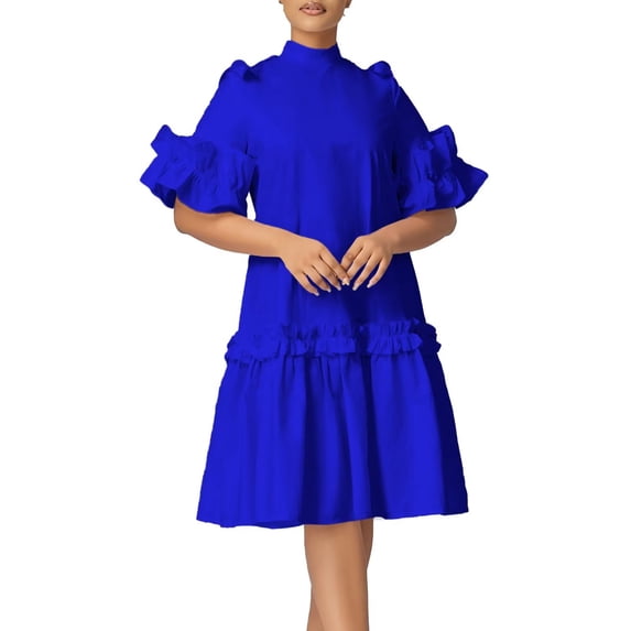 Women's Vintage Casual Party Swing Dress A line Ruffled Dresses,Cake Dress