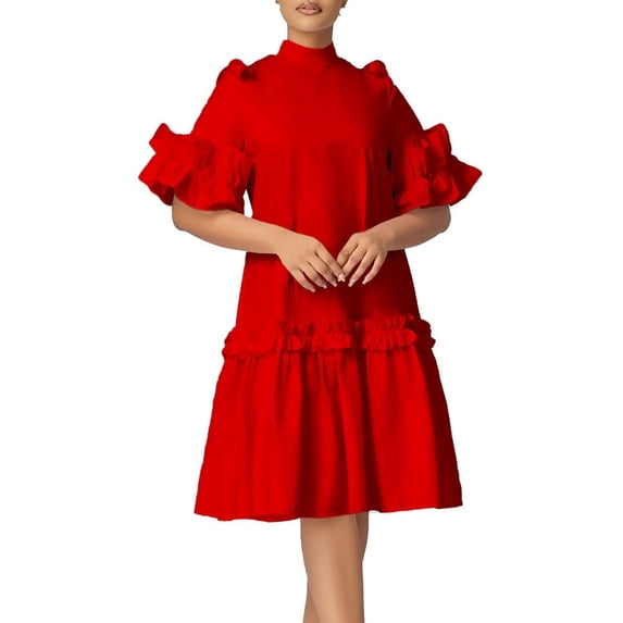 Women's Vintage Casual Party Swing Dress A line Ruffled Dresses,Cake Dress