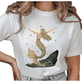 thumbnail image 1 of Women's Vintage Celestial Mermaid Graphic T Shirt Mystical Ocean Starry Night Print Casual Short Sleeve Round Neck Top White S-5XL, 1 of 5