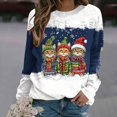 thumbnail image 1 of Women's Vintage Christmas Animal Graphic Round Neck Sweatshirt, Ugly Sweater Long Sleeve Casual Pullover Top, Holiday Party Fashion Blouse,Navy,2XL, 1 of 5