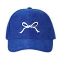 thumbnail image 1 of Women's Vintage Corduroy Adjustable Baseball Cap Bow Embroidery Casual Hat for Spring Blue Free Size, 1 of 2
