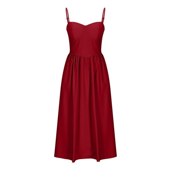 Women's Vintage Corset Dress Spaghetti Strap Midi Dress Solid Color Elegant Cocktail Party Evening Dresses