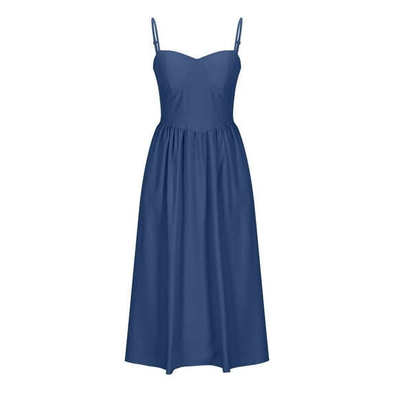Women's Vintage Corset Dress Spaghetti Strap Midi Dress Solid Color Elegant Cocktail Party Evening Dresses