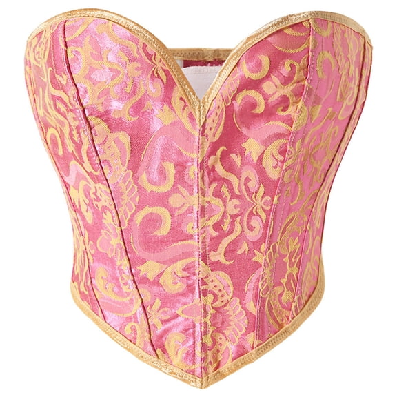 Women's Vintage Corset Sweetheart Neck Strapless Bustier Back Lace-Up Retro Boning Support Shapewear S
