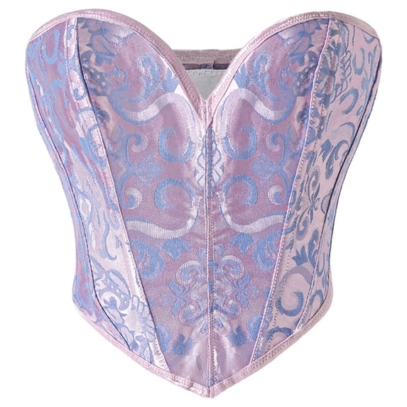 Women's Vintage Corset Sweetheart Neck Strapless Bustier Back Lace-Up Retro Boning Support Shapewear XL