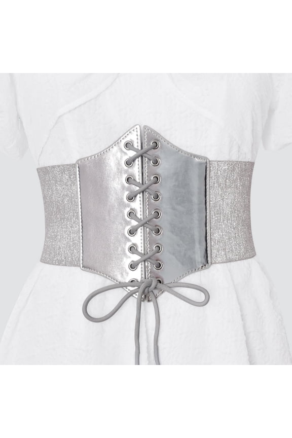 Women's Vintage Corset Waist Belt Stretchy Lace-Up Boned Underbust Corset Waist Cincher Waspie Belt One Size