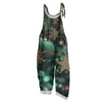 thumbnail image 1 of Women's Vintage Cotton Linen Overalls with Christmas Print - Casual Loose Jumpsuit with Shoulder Straps & Pockets, Army Green, Size L, 1 of 5