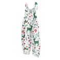 thumbnail image 1 of Women's Vintage Cotton Linen Overalls with Christmas Print - Casual Loose Jumpsuit with Shoulder Straps & Pockets, Army Green, Size L, 1 of 6