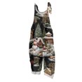 thumbnail image 1 of Women's Vintage Cotton Linen Overalls with Christmas Print - Casual Loose Jumpsuit with Shoulder Straps & Pockets, Mint Green, Size XXXL, 1 of 6