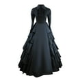 thumbnail image 1 of Women's Vintage Court-Style Gothic Pleated Bow Lace Evening Gown, Prom Dress, Long Dress, Court Dress, 1 of 3
