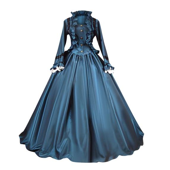 Women's Vintage Court-Style Gothic Pleated Bow Lace Evening Gown, Prom Dress, Long Dress, Court Dress