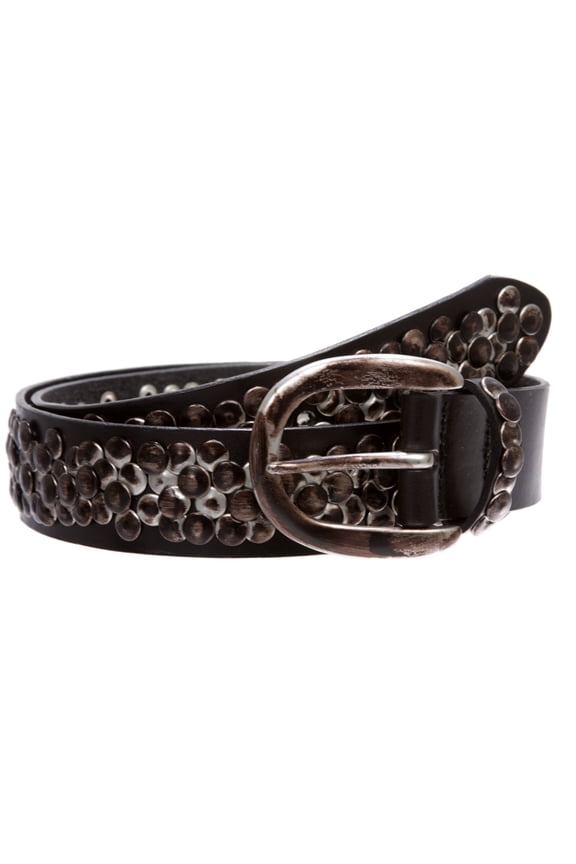 Women's Vintage Cowhide Nail heads Multi Layer Circle Studded Leather Jean Belt