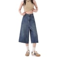 thumbnail image 1 of Women’s Vintage Cropped Denim Jeans, High Waisted Loose Straight Leg Wide Pants, Casual Relaxed Fit Jean Trousers, 1 of 8