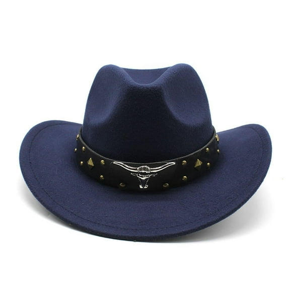 Women's Vintage Curved-Brim Jazz Hat | Suede Material, Embodies Western Flair and British Elegance,Navy,One Size