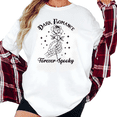 thumbnail image 1 of Women's Vintage "Dark Romance Forever Spooky" Skeleton Hand Rose Graphic T Shirt Short Sleeve Round Neck Top White S-5XL, 1 of 5