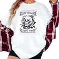 thumbnail image 1 of Women's Vintage "Dark Romance Readers Society" Skull Peony Graphic Breathable T Shirt Short Sleeve Round Neck Top White S-5XL, 1 of 5
