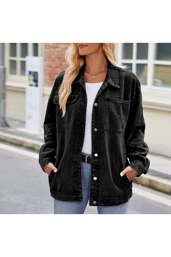 Women's Vintage Denim Jacket Lightweight Washed Blue Jean Coat Button Jacket Womens Designer Denim Distressed Denim Jacket Women Denim Jacket Women Jean Jacket for Women Stretch Fringe Jean Jacket