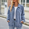 thumbnail image 1 of Women's Vintage Denim Jacket Lightweight Washed Blue Jean Coat Distressed Long Sleeve Oversized Jacket Women Lined Jacket Women Stretch Denim Vest Junior Jackets Denim Jacket with Pockets Women's Jean, 1 of 7