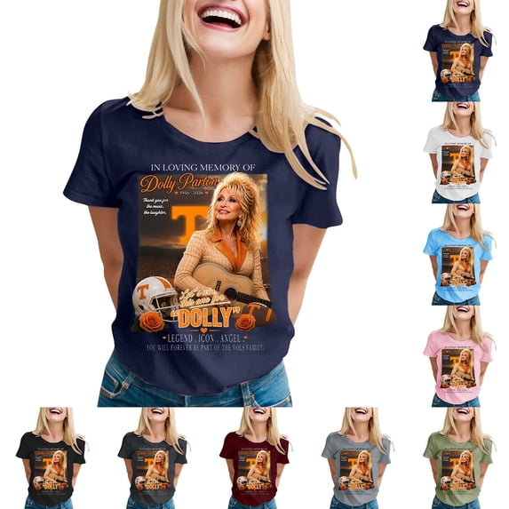 Women's Vintage Dolly Shirt Parton Memorial T-Shirt Country Music Legend Graphic Tee Shirt Casual T Shirts Short Sleeve Crewneck Tops,XXL
