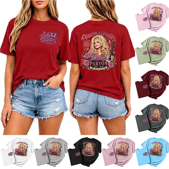 Women's Vintage Dolly Shirt Parton Memorial T-Shirt Country Music Legend Graphic Tees Tshirt Fashion Casual T Shirts Short Sleeve Tops,L