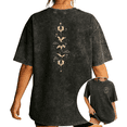 thumbnail image 1 of Women's Vintage Dragon & Trident Starry Sky Graphic Washed T Shirt Fourth Wing Fan Breathable Black S-2XL Plus Size, 1 of 5