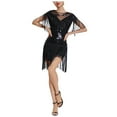 thumbnail image 1 of Women's Vintage Dress 1920s Flapper Short Dress Sequin Beaded Fringe Dress For Party, 1 of 6