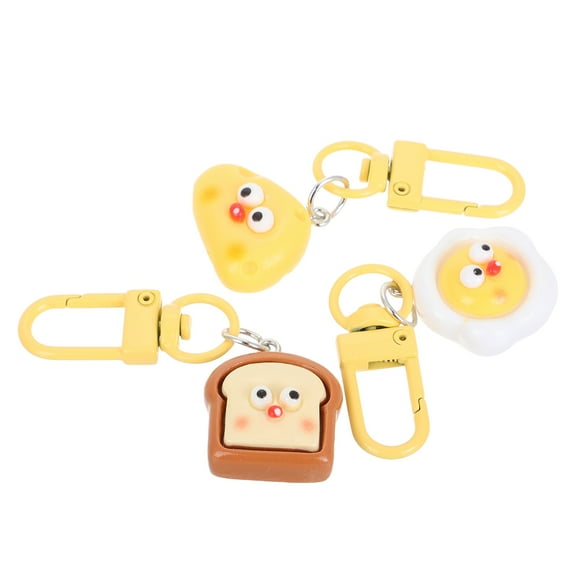 FELTECHELECTR 3Pcs Food Keychain Quirky Design Resin Decorative Food Lovers Shopping