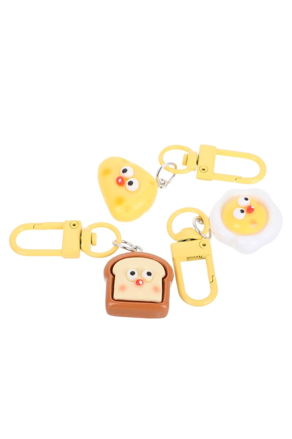 3Pcs Food Keychain Quirky Design Resin Decorative Food Lovers Shopping