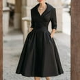 thumbnail image 1 of Women's Vintage Dress Fall Fit and Flare 3/4 Sleeve Elegant Cocktail Party Formal Church Dresses 2025 Black M, 1 of 4