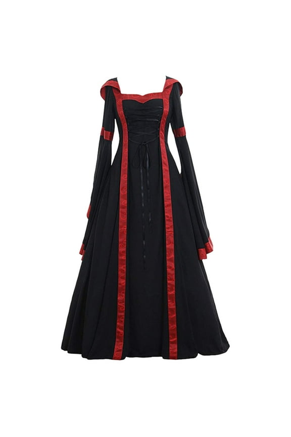 Women's Vintage Dress Plus Size Victorian Dress Trendy Floor Length Gothic Dress Renaissance Long Sleeve Bandage Dress