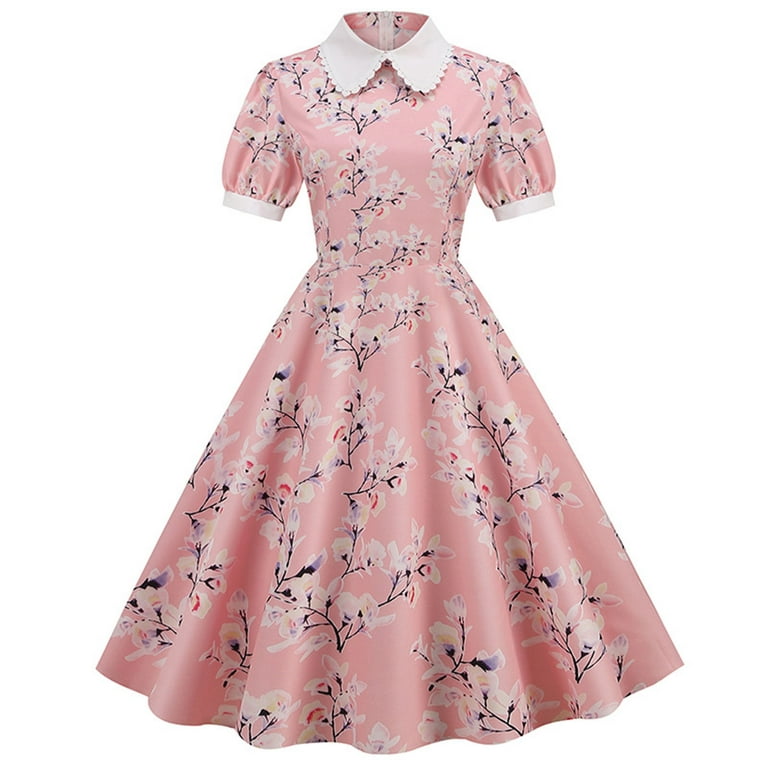 Retro & Vintage Blush Butterfly Garden Tea Length Prom Dress