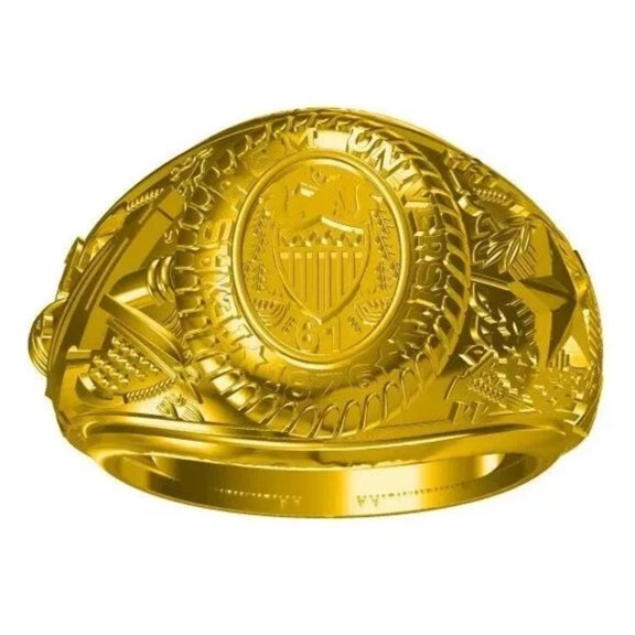 Women’s Vintage Eagle Class Ring 18K Yellow Gold Plated Bold Signet Style Ring Without Stone