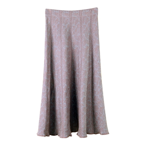 Women's Vintage Elastic Waist A-Line Knitted Long Skirt Flared Swing Maxi Skirt for Women Skirts for Women