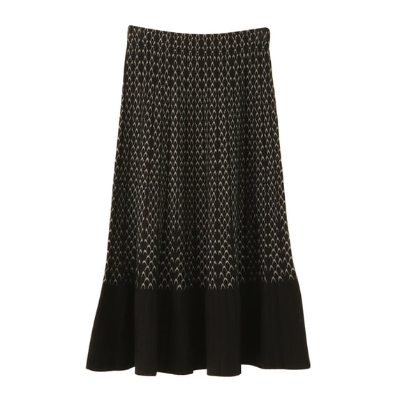 Women's Vintage Elastic Waist A-Line Knitted Long Skirt Flared Swing Maxi Skirt for Women