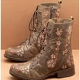 thumbnail image 1 of Women's Vintage Embroidered Ankle Boots - Retro Chunky Heel Booties with Side Zip, 1 of 6