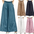 thumbnail image 1 of Women's Vintage Embroidery Pants Liweisiy Elastic Waist Wide Leg Multi Color Trendy Trousers Graphic Casual Baggy Pants Brown 2XL, 1 of 7