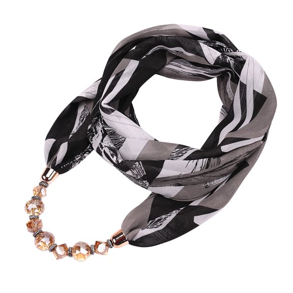 Women's Vintage Ethnic Scarf Necklace Bohemian Alloy Petaled Pendant Jewelry Gift Soft Winter Neck Wrap Scarves