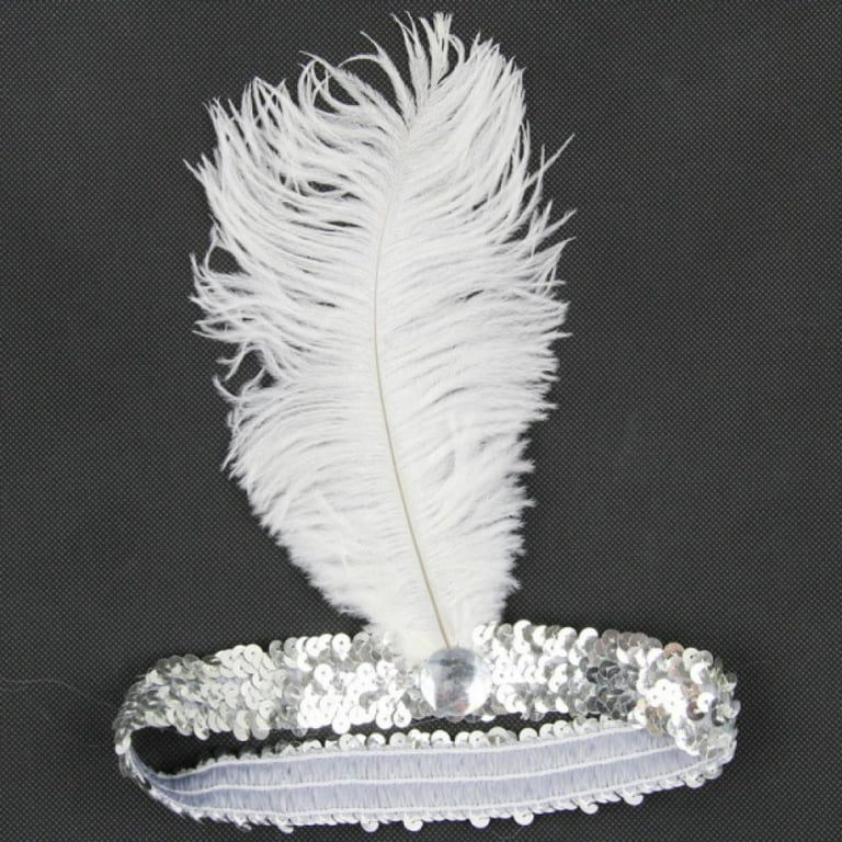 Silver Flapper Headband Sequin With Feather Silver Flapper Headband Sequin With Feather