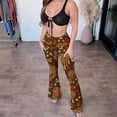 thumbnail image 1 of Women's Vintage Flare Pants Elastic High Waist Leopard Print Slim Trousers Stretch Casual Stylish Y2K Outfits (S, Coffee-D), 1 of 9