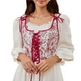 thumbnail image 1 of Women's Vintage Floral Corset Lace-Up Fishbone Print Vest Renaissance Pirate Costume, 1 of 5