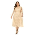 thumbnail image 1 of Women's Vintage Floral Lace Sleeve Bridesmaid Party Dress, 1 of 5