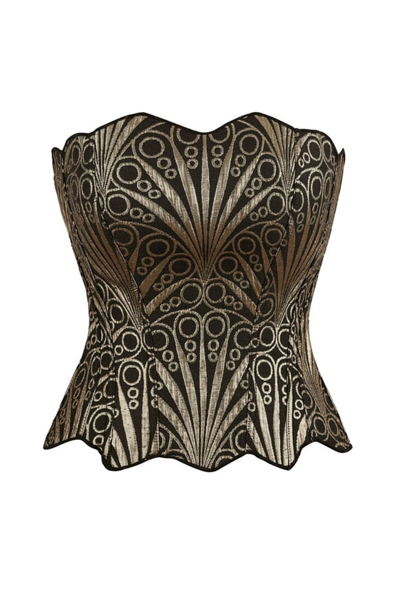 Women's Vintage Floral Printed Boned Corset Underbust Hourglass Shaping Waist Trainer Bodice for Club Party Layering