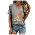 thumbnail image 1 of Women's Vintage Floral T-Shirt Boho Wildflower Graphic Print Short Sleeve Tees Loose Fit Casual V-Neck Tops, 1 of 4