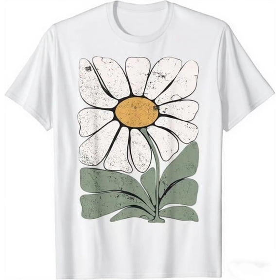 Women's Vintage Floral Tshirt Boho Wildflower Graphic Shirt Floral Gardening T-Shirt Cute Summer Pure Cotton Tee Tops