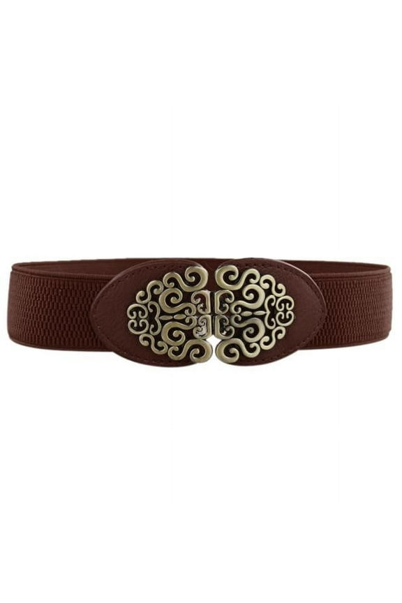Women's Vintage Flower Belt Alloy Accent Leather Waist Strap