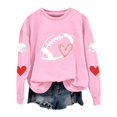 thumbnail image 1 of Women's Vintage Football Graphic Crew Neck Long Sleeve Pullover Sweatshirt, Oversized Loose Fit Drop Shoulder Casual Top, for Daily Wear or Trendy Street Style Outfits Pink M, 1 of 4