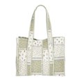 thumbnail image 1 of Women's Vintage Gingham Floral Quilted Tote Bag, Large Capacity Casual Shoulder Bag for Shopping, 1 of 5